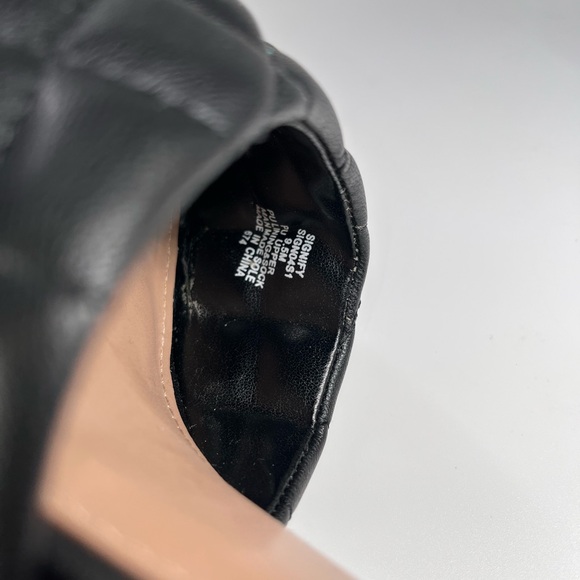 Steve Madden Signify Black Quilted Stiletto Slide Mule Square Toe Heels 9.5 - Picture 8 of 9